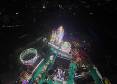 Aerial Night View of Pushkar Mela Fairground Rajasthan