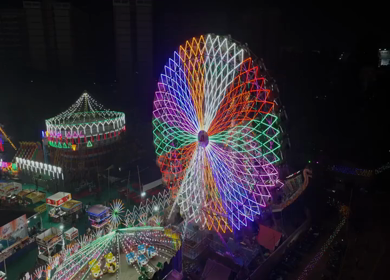 Aerial Night View of Pushkar Mela Fairground Rajasthan