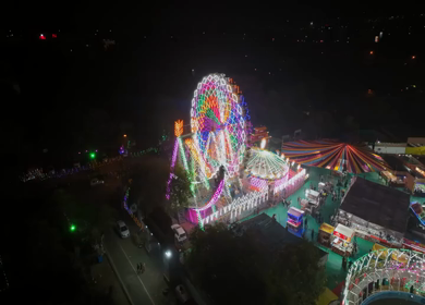 Aerial Night View of Pushkar Mela Fairground Rajasthan