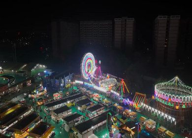 Aerial Night View of Pushkar Mela Fairground Rajasthan