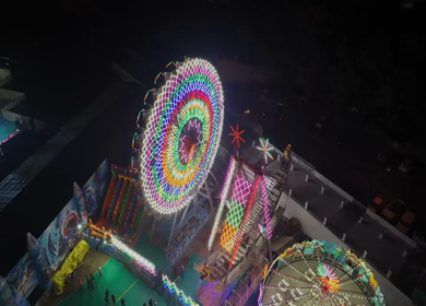 Aerial Night View of Pushkar Mela Fairground Rajasthan