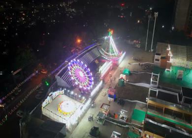 Aerial Night View of Pushkar Mela Fairground Rajasthan