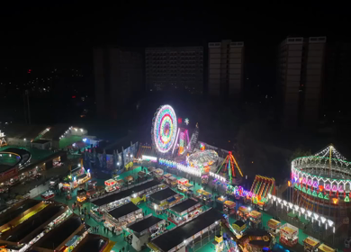 Aerial Night View of Pushkar Mela Fairground Rajasthan