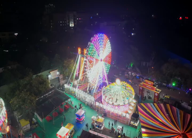 Aerial Night View of Pushkar Mela Fairground Rajasthan