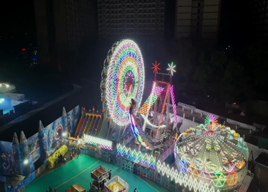 Aerial Night View of Pushkar Mela Fairground Rajasthan