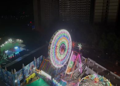 Aerial Night View of Pushkar Mela Fairground Rajasthan