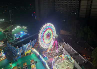Aerial Night View of Pushkar Mela Fairground Rajasthan