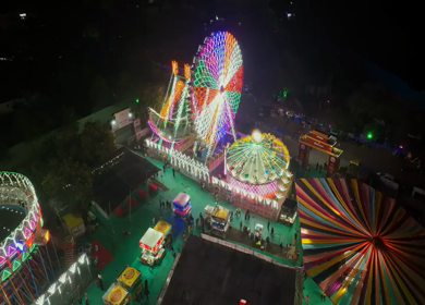 Aerial Night View of Pushkar Mela Fairground Rajasthan