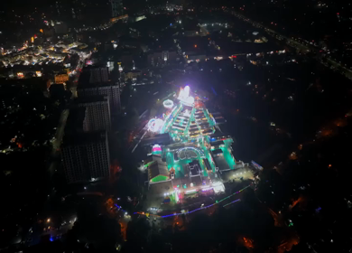 Aerial Night View of Pushkar Mela Fairground Rajasthan