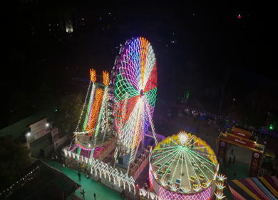 Aerial Night View of Pushkar Mela Fairground Rajasthan