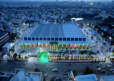 Aerial Night View of RK Convention Center Chennai Tamil Nadu India