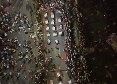 19th February 2026 : Aerial Night View of Shivaji Jayanti Celebration at Kranti Chowk Sambhajinagar Maharashtra India