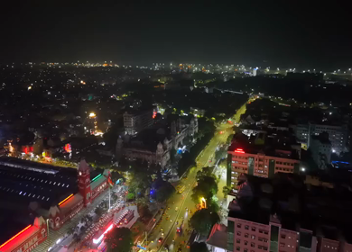 Aerial Night View of Southern Railway Headquarters Near Chennai Central