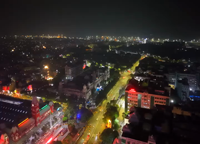 Aerial Night View of Southern Railway Headquarters in Chennai Tamil Nadu India