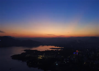 Aerial Night View of Udaipur City Rajasthan India