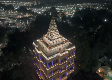 Aerial Night Views of Illuminated Festival Grounds and Pilgrimage Maha Kumbh Mela 2025, Prayagraj
