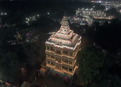 Aerial Night Views of Illuminated Festival Grounds and Pilgrimage Maha Kumbh Mela 2025, Prayagraj