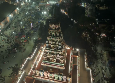 Aerial Night Views of Illuminated Festival Grounds and Pilgrimage Maha Kumbh Mela 2025, Prayagraj