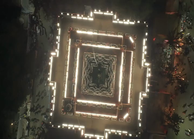 Aerial Night Views of Illuminated Festival Grounds and Pilgrimage Maha Kumbh Mela 2025, Prayagraj
