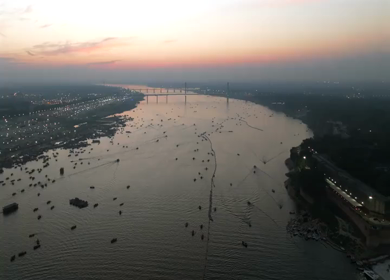 Aerial Night Views of Illuminated Festival Grounds and Pilgrimage Maha Kumbh Mela 2025, Prayagraj