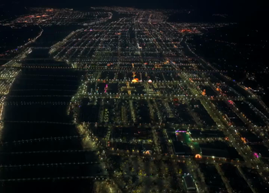 Aerial Night Views of Illuminated Festival Grounds and Pilgrimage Maha Kumbh Mela 2025, Prayagraj