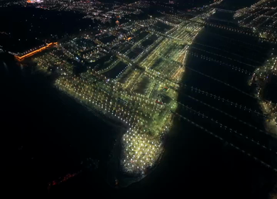 Aerial Night Views of Illuminated Festival Grounds and Pilgrimage Maha Kumbh Mela 2025, Prayagraj