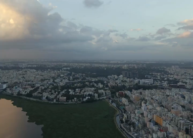 Aerial Panorama of Bangalore Cityscape at Sunset Bengaluru India