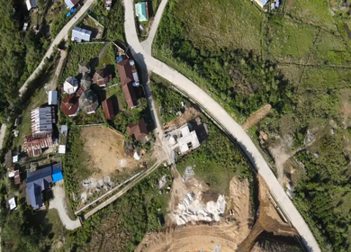 Aerial Shot of Anini Village on Green Hills Dibang Valley Arunachal Pradesh India