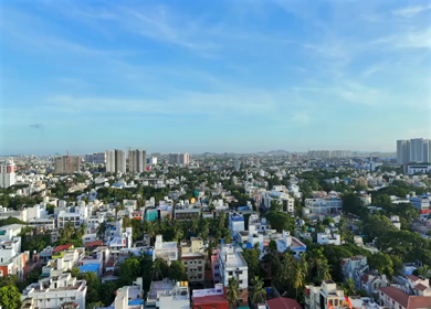 Aerial Shot of Anna Nagar in Chennai Cityscape Tamil Nadu India