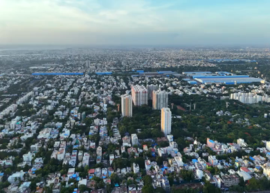 Aerial Shot of Anna Nagar in Chennai Cityscape Tamil Nadu India