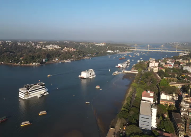 15th February,2024: An Aerial Shot of Casino's at Panjim in Goa,India