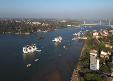 15th February,2024: An Aerial Shot of Casino's at Panjim in Goa,India