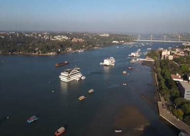 15th February,2024: An Aerial Shot of Casino's at Panjim in Goa,India