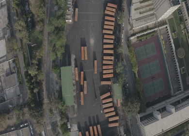 An aerial shot of Empty Roads of New Delhi during Covid-19 Lockdown, India