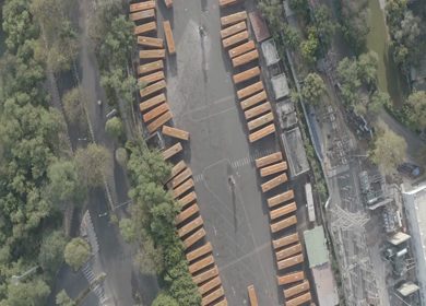 An aerial shot of Empty Roads of New Delhi during Covid-19 Lockdown, India