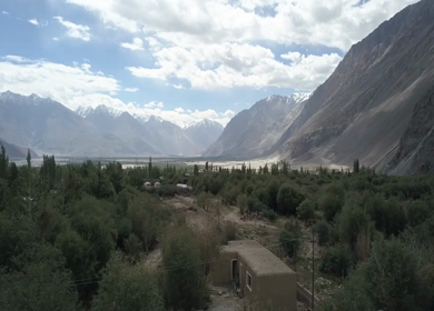 An aerial shot of Leh city at Ladakh