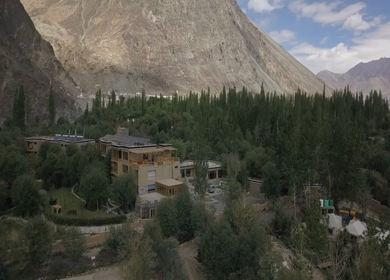 An aerial shot of Leh city at Ladakh