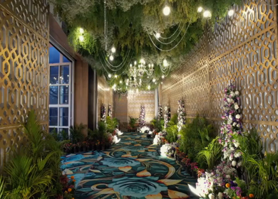 Aerial Shot of Luxury Indian Wedding Venue Decoration