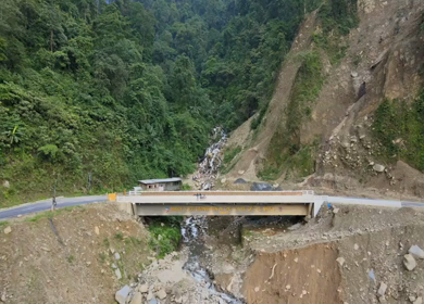 Aerial Shot of Mountain Road Bridge in Arunachal Pradesh
