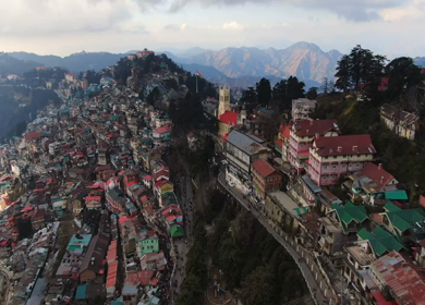 An aerial shot of Shimla, capital of Himachal Pradesh,India