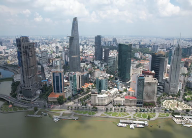 An aerial shot of a Vietnam City