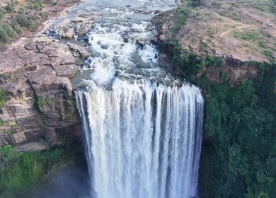 Aerial Slow Motion View of Chachai Waterfall in Rewa Madhya Pradesh India