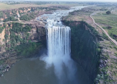 Aerial Slow Motion View of Chachai Waterfall in Rewa Madhya Pradesh India