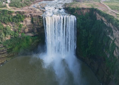 Aerial Slow Motion View of Chachai Waterfall in Rewa Madhya Pradesh India