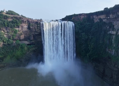 Aerial Slow Motion View of Chachai Waterfall in Rewa Madhya Pradesh India