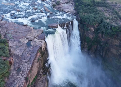 Aerial Slow Motion View of Chachai Waterfall in Rewa Madhya Pradesh India