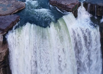 Aerial Slow Motion View of Chachai Waterfall in Rewa Madhya Pradesh India