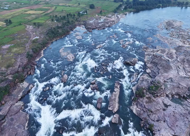 Aerial Slow Motion View of Chachai Waterfall in Rewa Madhya Pradesh India
