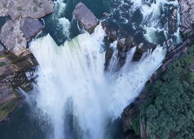 Aerial Slow Motion View of Chachai Waterfall in Rewa Madhya Pradesh India