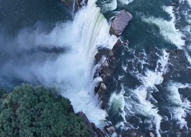 Aerial Slow Motion View of Chachai Waterfall in Rewa Madhya Pradesh India